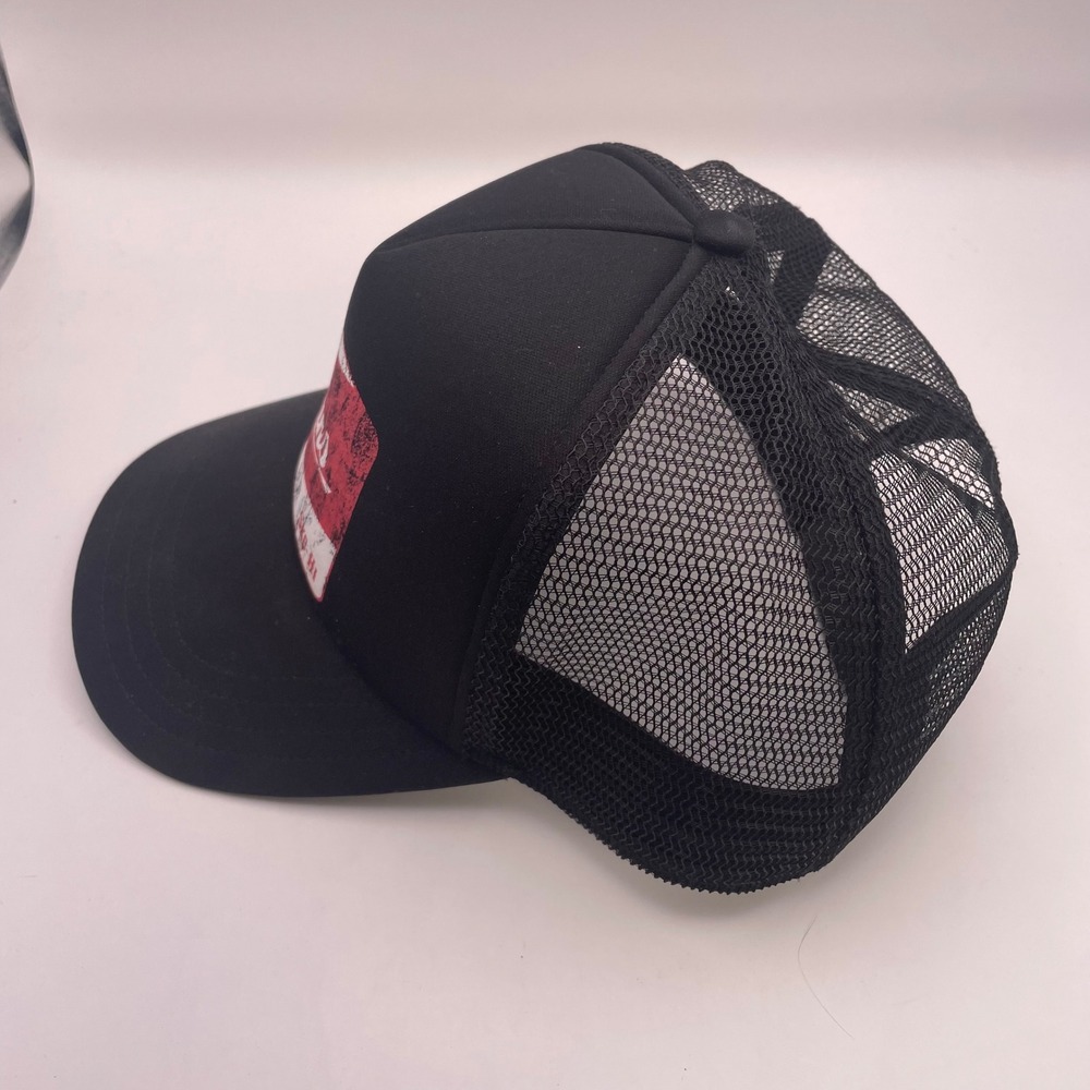 Vans Sk8-Hi Trucker Hat Black Mesh Snapback Distressed Logo Cap - Picture 3 of 5